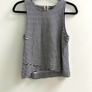 Banana Republic Hi Lo Skimmer Black White Stripe Top